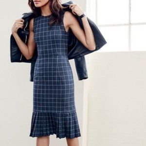 J. Crew Window Pane Pleated Hem Dress Sz 00